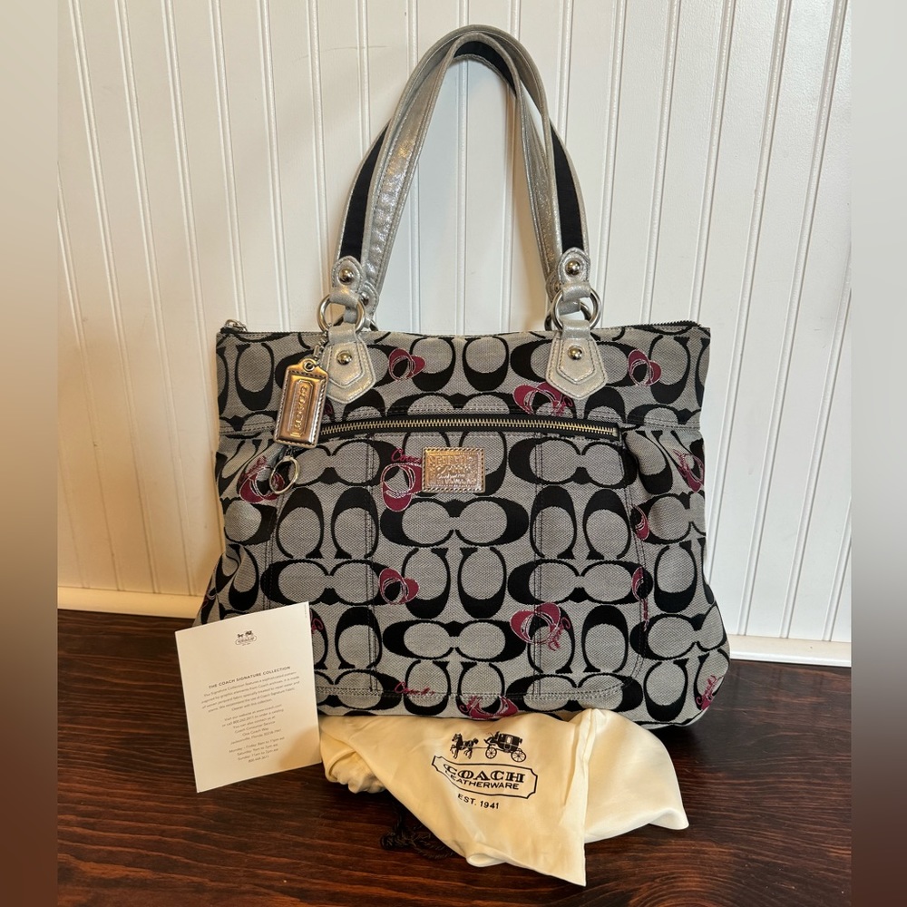 Coach Poppy Signature Hearts Glam Tote Bag Purse G1120-18711